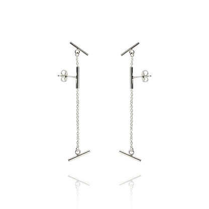 Silver Bar Note Earrings